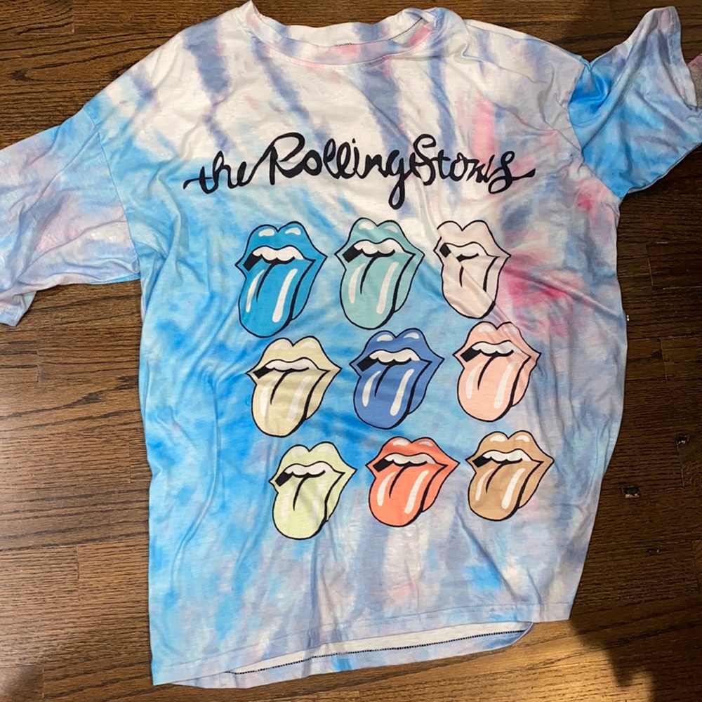 Tie-dye rolling stones oversized tee